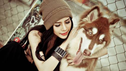 Cute Girl With Dog