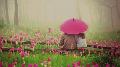 Romantic Couple Under Umbrella 2560x1600