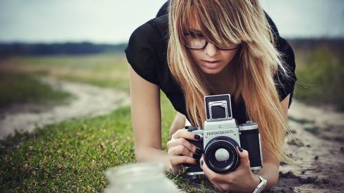 Hipster Girl Taking Pictures